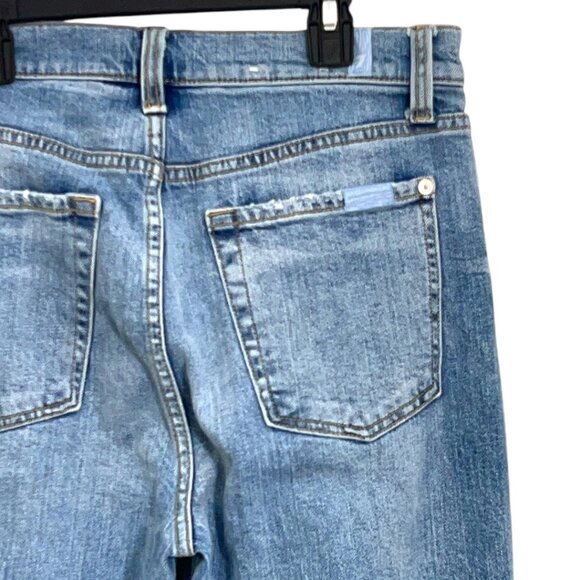 7 For All Mankind Ultra High Rise Dojo Jeans Fig Leaf Size 28 Pre-Loved - Picture 6 of 8